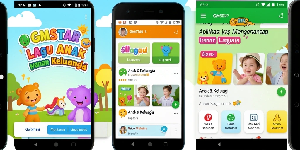 Tampilan antarmuka aplikasi GMSTAR yang ramah anak dan menarik.