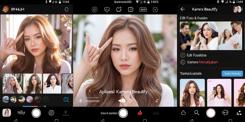 Tampilan antarmuka aplikasi RR44 dengan fungsi Kamera Beautify.