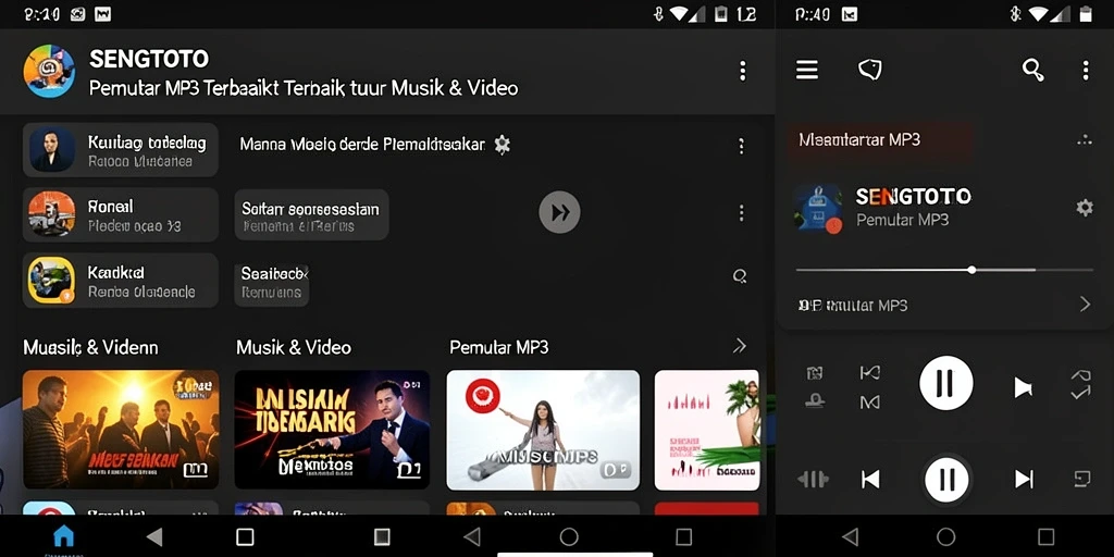 Antarmuka SENGTOTO yang elegan dan fungsional untuk Pemutar MP3.