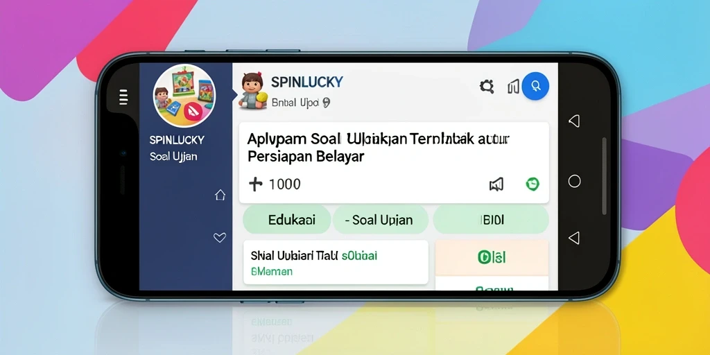 Tampilan antarmuka aplikasi SPINLUCKY menampilkan soal ujian yang interaktif.