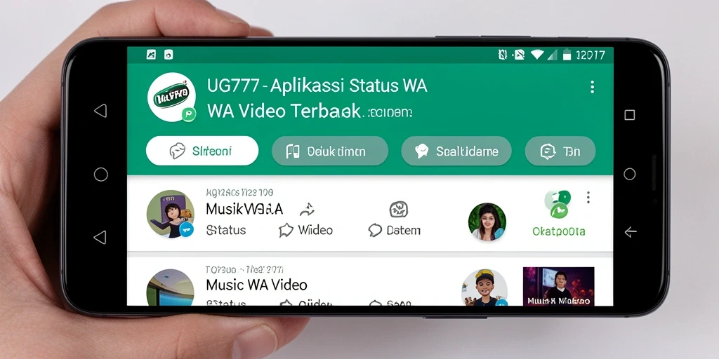 Tampilan antarmuka aplikasi UG777 untuk Status WA Video.