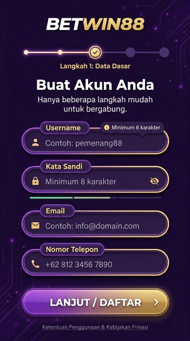 Tampilan halaman daftar betwin88