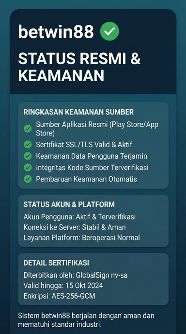 Tampilan kanal resmi betwin88